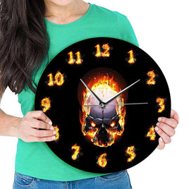 Burning Skull Wall Clock Hell Demon Death Skull Clock | ORANGE KNIGHT & CO.