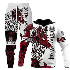 3D Wolf Print Tracksuit Men Sportswear Hooded Sweatsuit Two Piece Outdoors Running Fitness Mens Clothing Jogging Set | ORANGE KNIGHT & CO.
