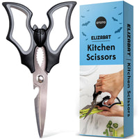 OTOTO Elizabat Halloween Bat Kitchen Scissors with bat-wing handles and stainless steel blades, ideal for spooky-themed kitchen tasks.
