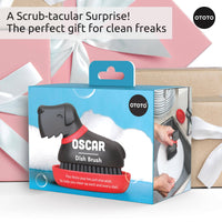 Ototo kitchen accessories including Beardy Gnome Brush, Oscar Dog Brush, Pepito Grater, and Hot-dog Mitts for a playful kitchen setup.