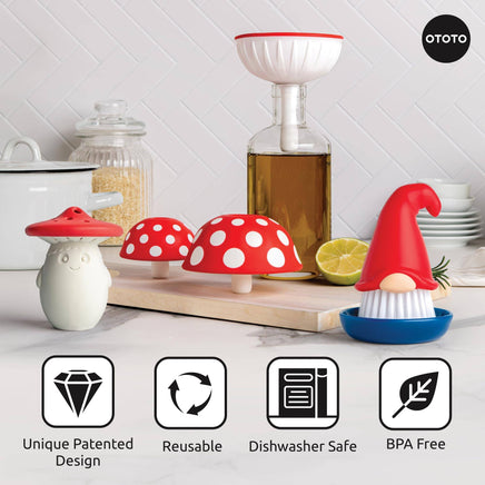 Ototo Forest Trio kitchen tools set includes reusable, BPA-free, dishwasher-safe items like Beardy brush, funnel, and odor absorber.