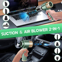 JONYJ 16000PA cordless handheld vacuum cleaner used for car and keyboard cleaning with suction and air blower 2-in-1 function.