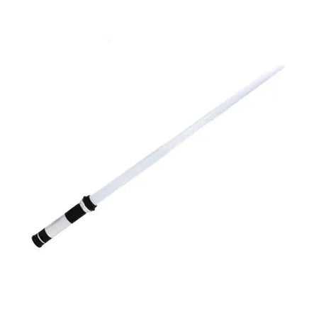 Lightsaber toy for children with a sleek black and silver hilt and a glowing white blade, perfect for imaginative play and epic battles.