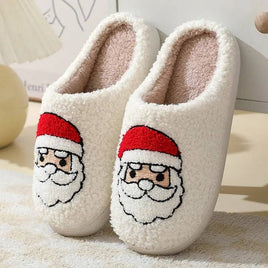 Christmas Home Slippers Cute Cartoon Santa Claus Cotton Slippers For Women And Men Couples Winter Warm Furry Shoes | ORANGE KNIGHT & CO.