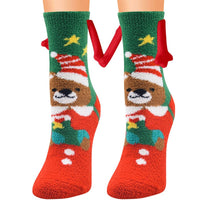 Christmas Supplies Magnetic Suction Hand In Hand Couple Socks Coral Fleece Tube Socks Warm Slipper Bed Socks Winter Soft Warm Slipper | ORANGE KNIGHT & CO.