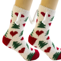 Christmas Supplies Magnetic Suction Hand In Hand Couple Socks Coral Fl