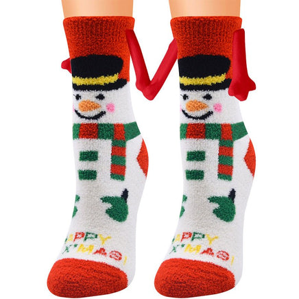 Christmas Supplies Magnetic Suction Hand In Hand Couple Socks Coral Fl