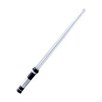 Single silver and black lightsaber toy with a clear blade, ideal for imaginative play and safe dueling.