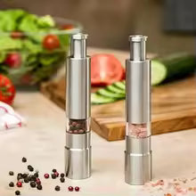 Pump & Grind Stainless Steel Salt and Pepper Grinder — One-Hand Operation