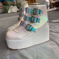 Wedge Heel Japanese Punk Style Womens Shoes Martin Boots | ORANGE KNIGHT & CO.