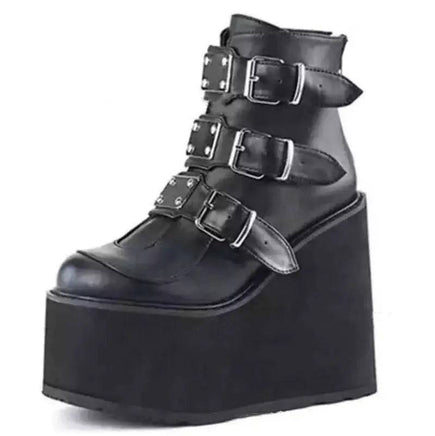 Wedge Heel Japanese Punk Style Womens Shoes Martin Boots - ORANGE KNIGHT & CO.