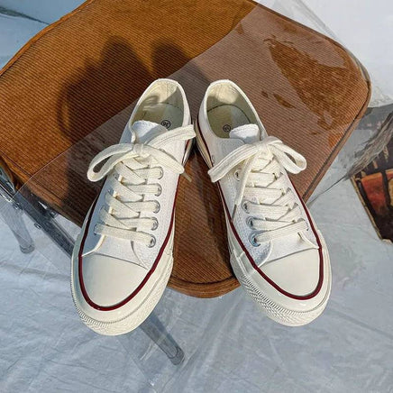 White Low Top 1970s Canvas Shoes Female Students Korean Style Womens Shoes | ORANGE KNIGHT & CO.