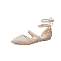 Womens Flats Shoes Ballet Dorsay Ankle Strap Glitter Sparkle | ORANGE KNIGHT & CO.