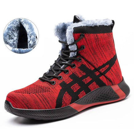 Winter Plush Boots Men Labor Protection Anti-smash Anti-puncture Work Shoes Warm Thickened Breathable Lace-up Safety Shoes | ORANGE KNIGHT & CO.