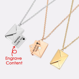 Custom Text Love Letter Envelope Pendant Confession Locket Necklace Jewelry Special Gifts For Women Teens Girlfriend Wife Lover | ORANGE KNIGHT & CO.