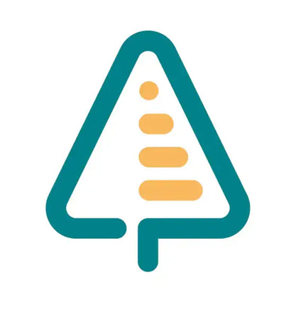 a blue and yellow triangle with a white background