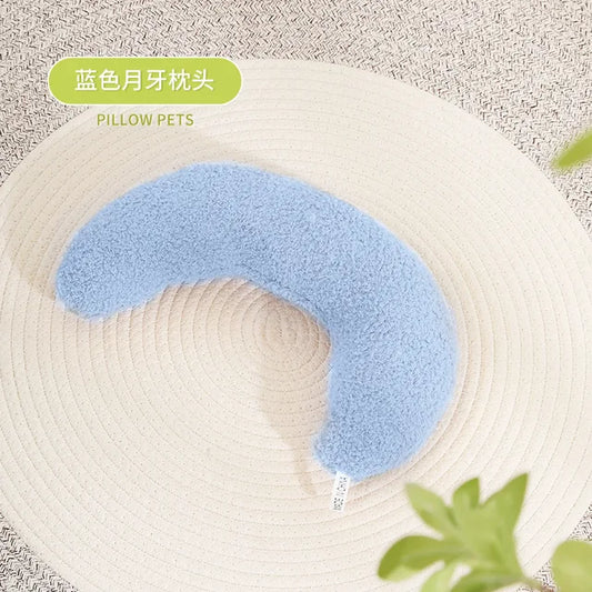 Blue U-shaped pet pillow for comfort