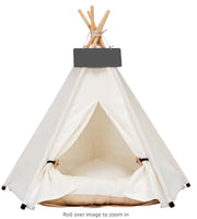 Elegant Cat Kennel Wooden Pet Nest featuring a teepee design with a soft cushioned interior, blending comfort and aesthetic for pets.