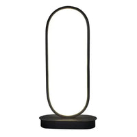 Sleek Oval LED Table Lamp with a modern black frame and soft white light, ideal for contemporary home or office decor.