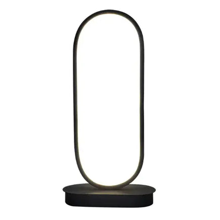 Sleek Oval LED Table Lamp with a modern black frame and soft white light, ideal for contemporary home or office decor.