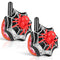 Walkie Talkies for Kids with spider web design and red 3D spider, featuring clear sound and two-way radio for outdoor play, ideal for ages 3-12.
