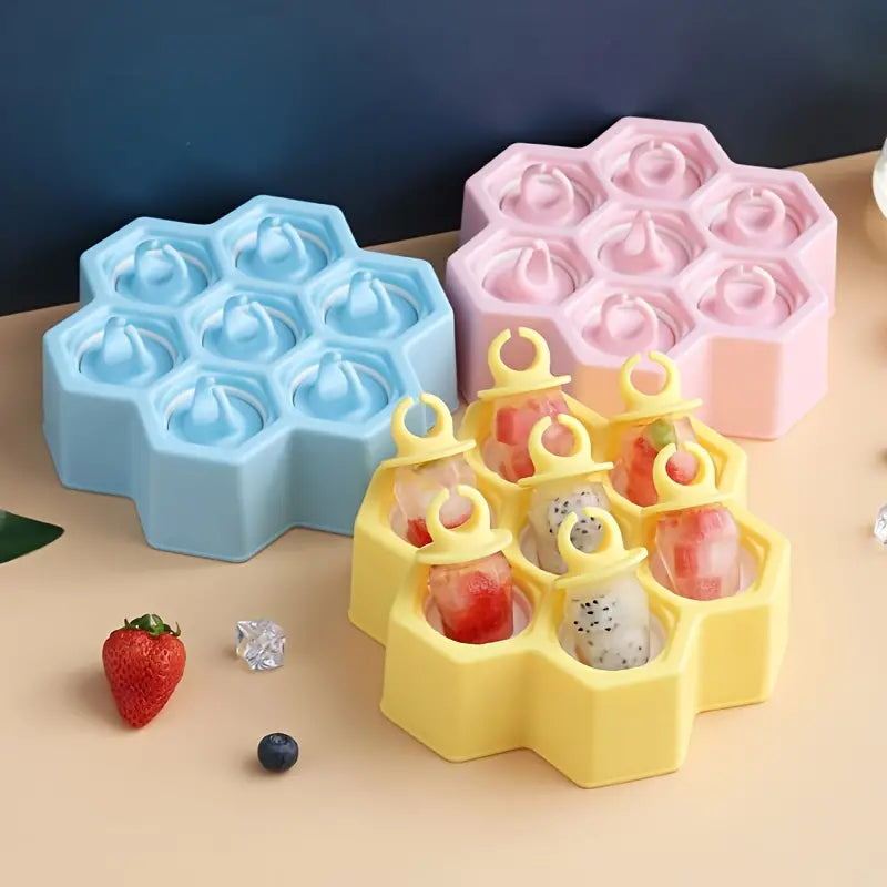 DIY Silicone Popsicle Mold | 7-Cavity Ice Cream Maker for Homemade Frozen Treats