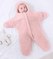 Pink baby fleece blanket with hood for nursery