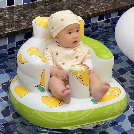 Inflatable baby chair for dining and bath with lemon design