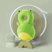 Toddler head protection pad in green with frog design for baby safety