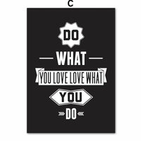 Black and white motivational wall art canvas featuring the quote 'Do What You Love, Love What You Do' in bold typography.