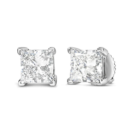 14K white gold princess cut diamond stud earrings with lab-grown diamonds, offering a sustainable and elegant jewelry choice.