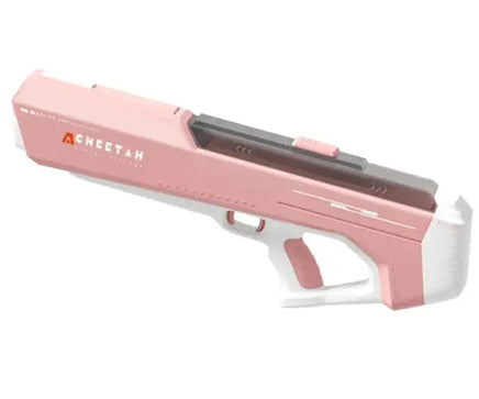 Cherry powder pink electric water gun toy with modern design and automatic water absorption. Great for summer water fights.