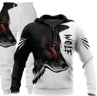 3D Wolf Print Tracksuit Men Sportswear Hooded Sweatsuit Two Piece Outdoors Running Fitness Mens Clothing Jogging Set | ORANGE KNIGHT & CO.