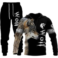 3D Wolf Print Tracksuit Men Sportswear Hooded Sweatsuit Two Piece Outdoors Running Fitness Mens Clothing Jogging Set | ORANGE KNIGHT & CO.