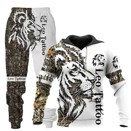 3D Wolf Print Tracksuit Men Sportswear Hooded Sweatsuit Two Piece Outdoors Running Fitness Mens Clothing Jogging Set | ORANGE KNIGHT & CO.