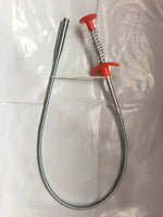 60CM spring pipe dredging tool with a red handle, coiled for compact storage and ready for household use.