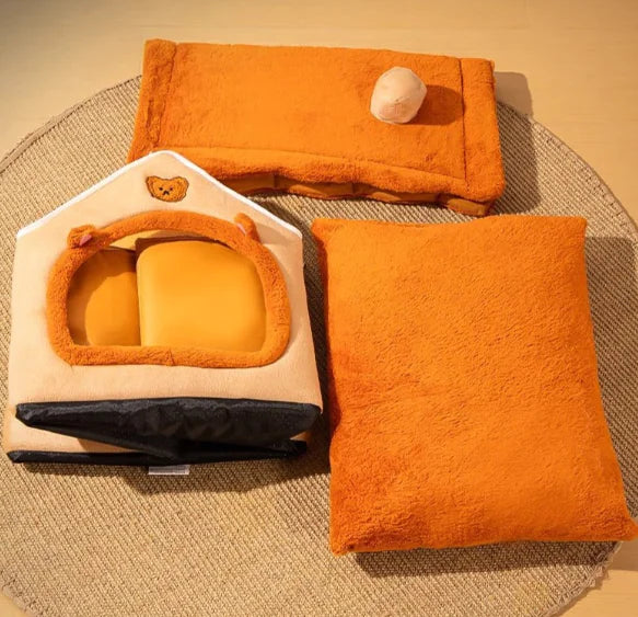 Enclosed Pet Bed for Cats and Small Dogs