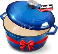 Mueller DuraCast 6 Quart Enameled Cast Iron Dutch Oven Pot with Lid, Heavy-Duty, Oven Safe up to 500° F & Across All Cooktops, Wedding Registry Ideas & Gifts, Emerald