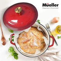 Mueller DuraCast 6 Quart Enameled Cast Iron Dutch Oven Pot with Lid, Heavy-Duty, Oven Safe up to 500° F & Across All Cooktops, Wedding Registry Ideas & Gifts, Emerald