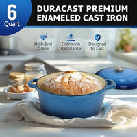 Mueller DuraCast 6 Quart Enameled Cast Iron Dutch Oven Pot with Lid, Heavy-Duty, Oven Safe up to 500° F & Across All Cooktops, Wedding Registry Ideas & Gifts, Emerald