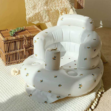 Inflatable baby chair with floral pattern for dining and bath