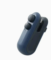 Navy blue handheld USB rechargeable vacuum sealing machine with dual buttons and a sleek, portable design.