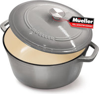 Mueller DuraCast 6 Quart Enameled Cast Iron Dutch Oven Pot with Lid, Heavy-Duty, Oven Safe up to 500° F & Across All Cooktops, Wedding Registry Ideas & Gifts, Emerald