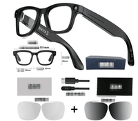 AI camera glasses with HD video, lenses, and accessories