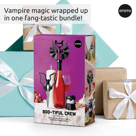 OTOTO Elizabat Halloween Bat Kitchen Scissors gift set with spooky-themed utensils, perfect for Halloween kitchen decor and fun cooking tasks.