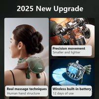 Upgraded 2025 Siasoo Neck Shoulder Massager with real massage techniques, precision movement, and wireless battery for 12-day use.