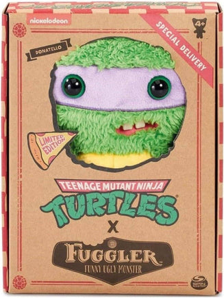 Fuggler TMNT Plush Donatello - Limited Edition plush toy in box, featuring green fur, purple mask, and crooked teeth. Teenage Mutant Ninja Turtles crossover.
