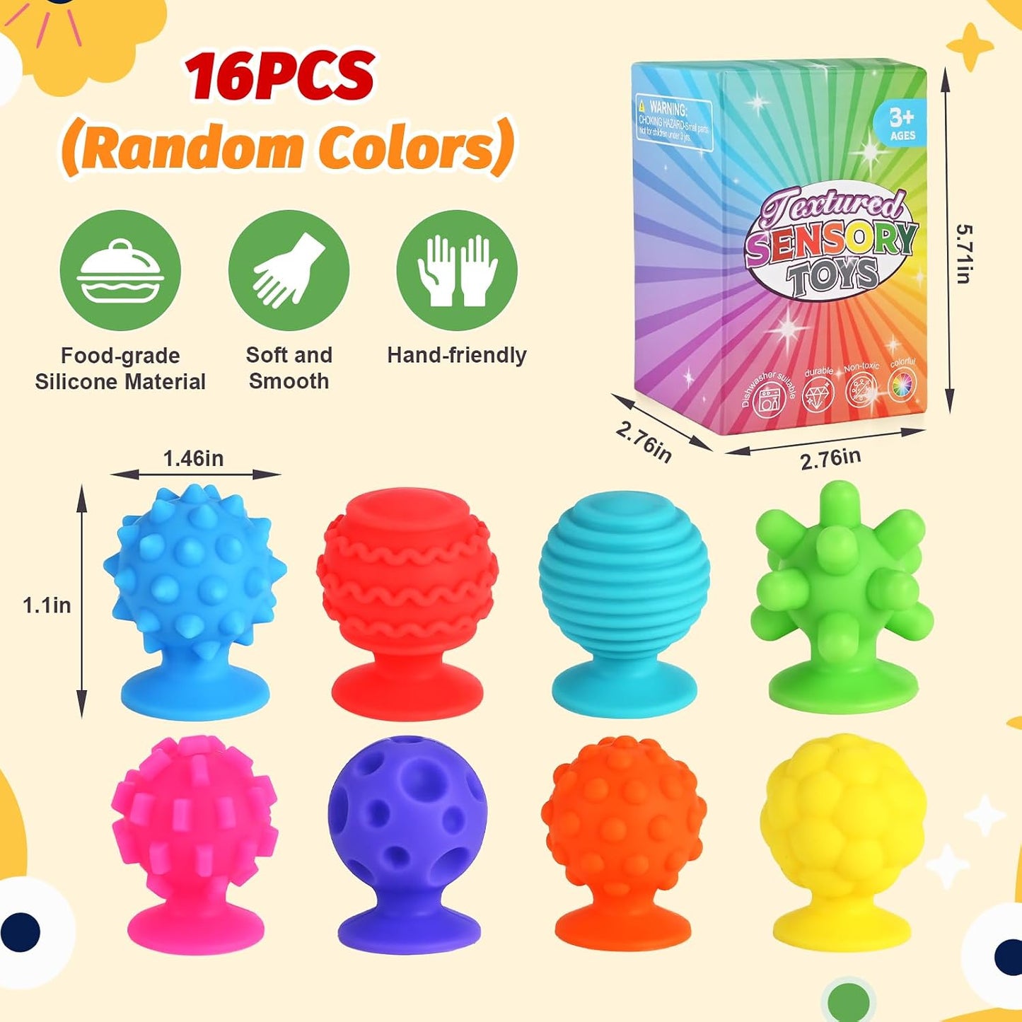Sensory Suction Toys for Kids - Calming 16-Pack