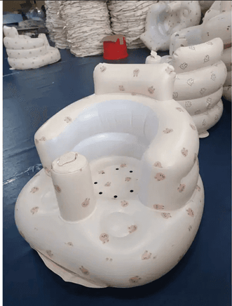 Inflatable baby chair with safety features for dining & bath