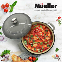 Mueller DuraCast 6 Quart Enameled Cast Iron Dutch Oven Pot with Lid, Heavy-Duty, Oven Safe up to 500° F & Across All Cooktops, Wedding Registry Ideas & Gifts, Emerald